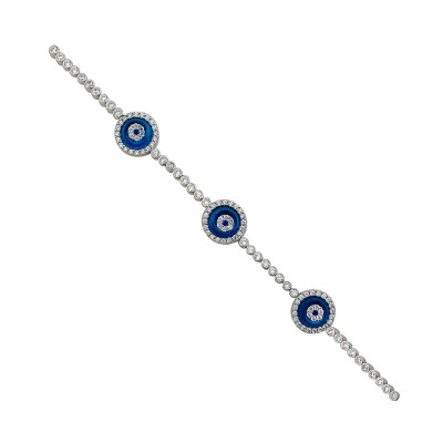 by Eda Çetin - New Series Thin Glass Eye Bracelet - Triple