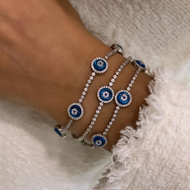 New Series Thin Glass Eye Bracelet - Triple - 4
