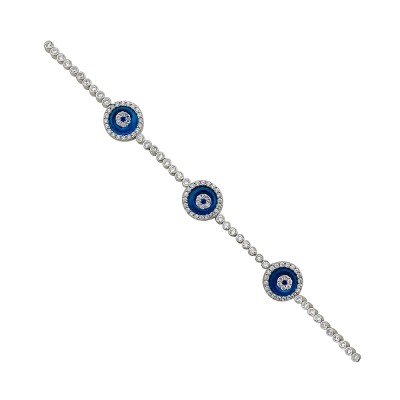 byEdaÇetin - New Series Thin Glass Eye Bracelet - Triple