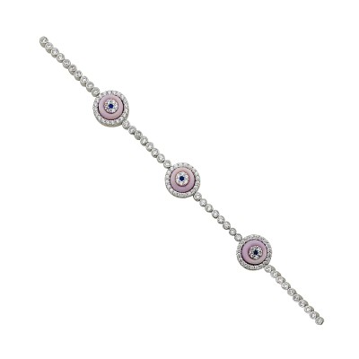New Series Thin Glass Eye Bracelet - Triple - Thumbnail