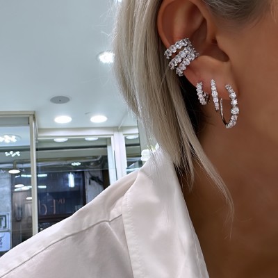 Oval Taş Kesim Kıkırdak Küpe - by Eda Çetin