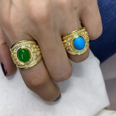 Palma Turquoise and Jade Stone Ring