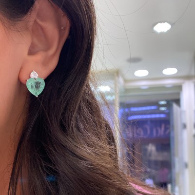 by Eda Çetin - Paraiba Heart Earrings