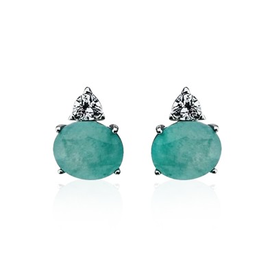 by Eda Çetin - Paraiba Stone Oval Earrings