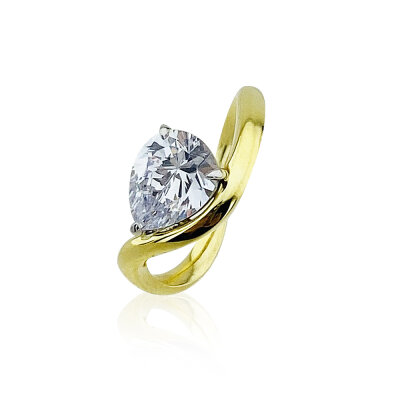 Pear Cut Wave Ring - by Eda Çetin