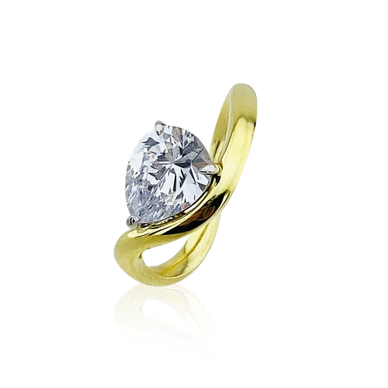 Pear Cut Wave Ring - 3