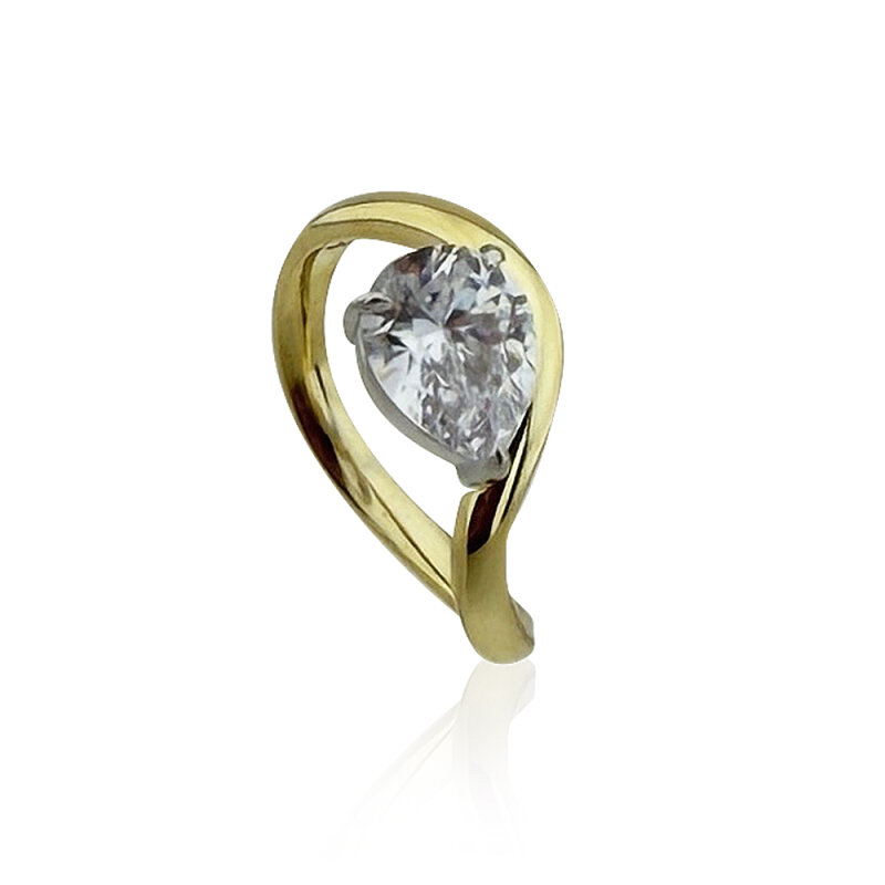 Pear Cut Wave Ring - 5