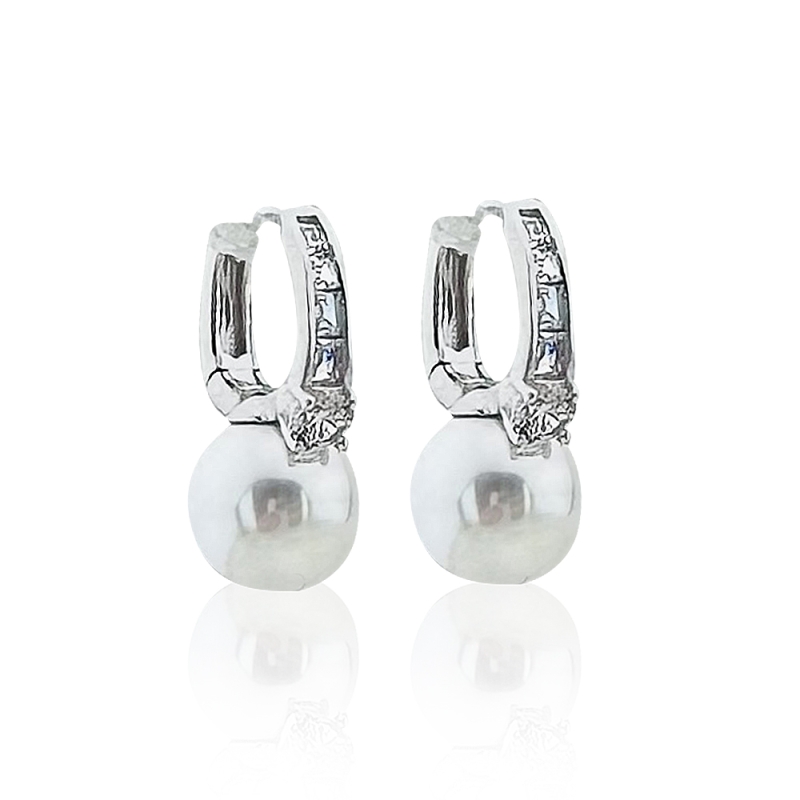 Pearl and Stone Hoop Earrings