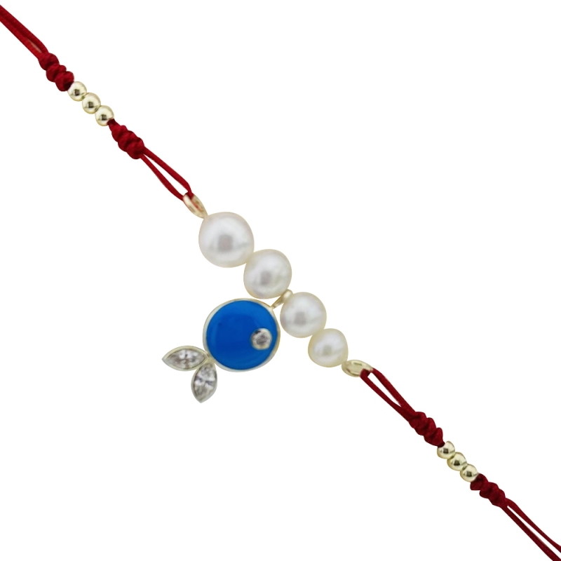 Pearl Detailed Blue Fish Rope Bracelet