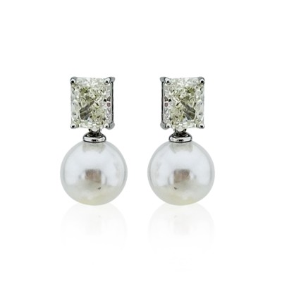 byEdaÇetin - Pearl Earrings With Moissanite Stone