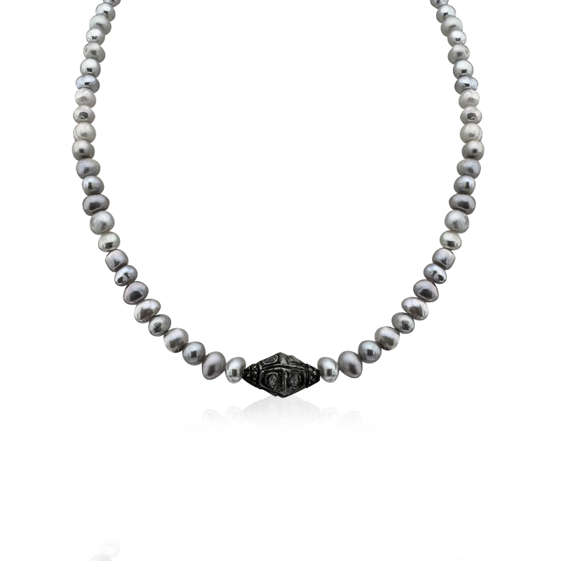 Pearl Necklace with Diamond Detail - 2