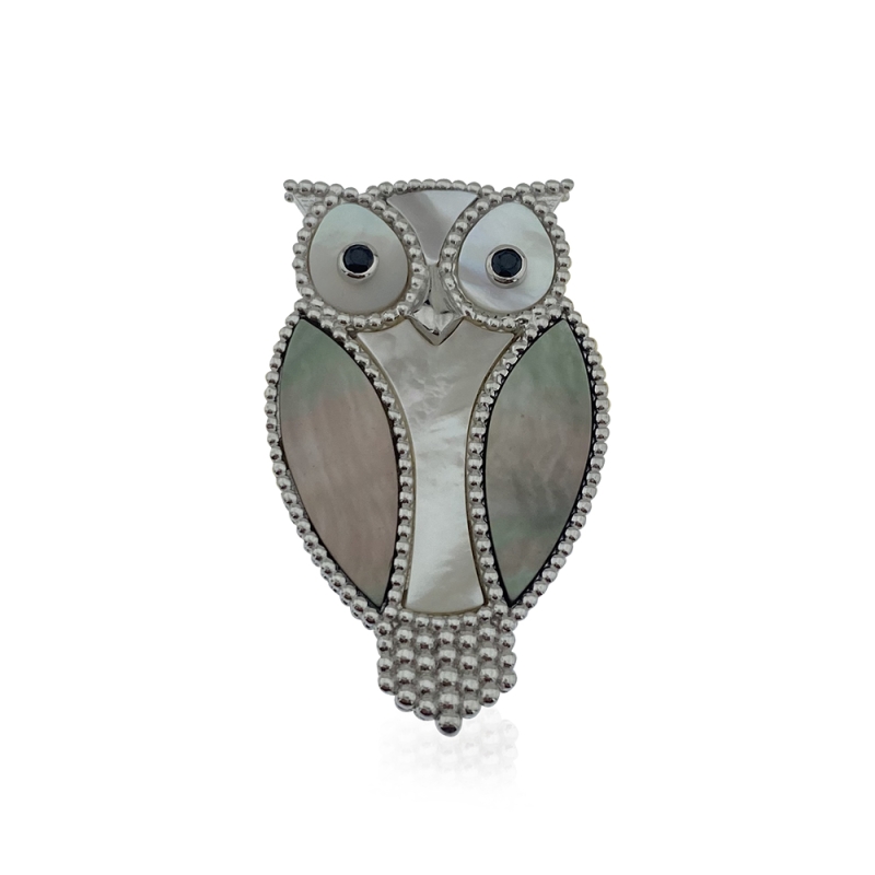 Pearlescent Owl Brooch