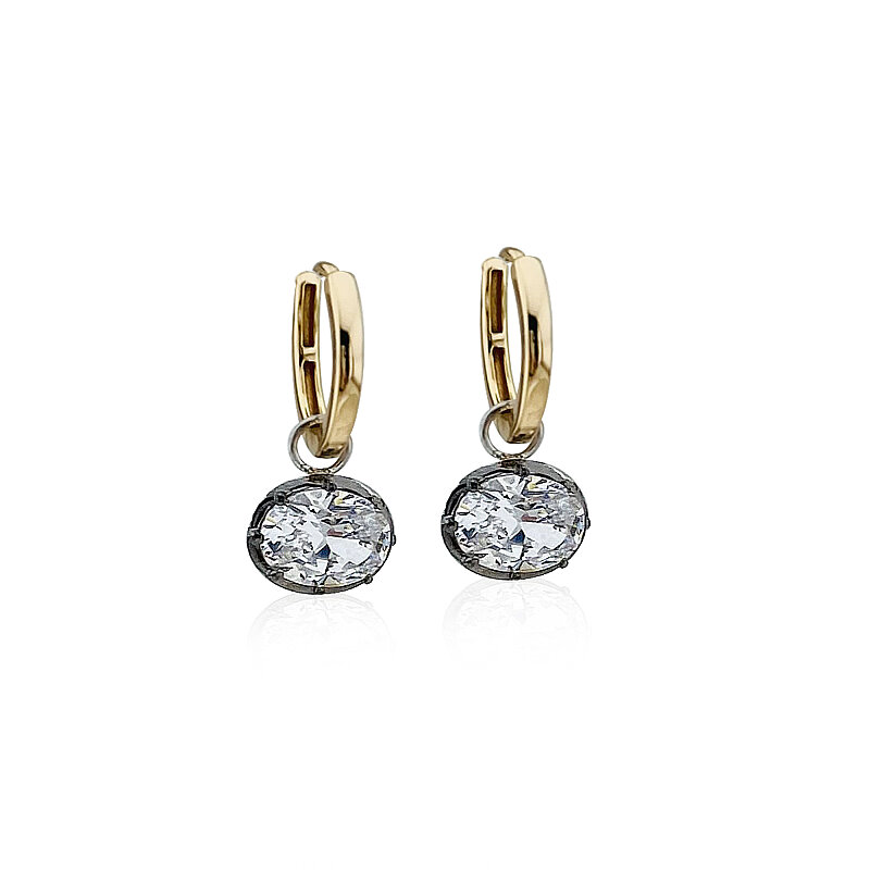 Piana Oval Hoop Earrings - Small Size, Etched Finish - 1