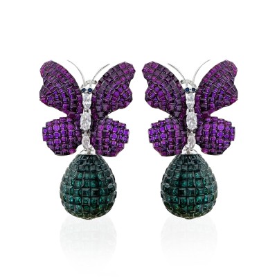 byEdaÇetin - Pink Butterfly Collection Earrings