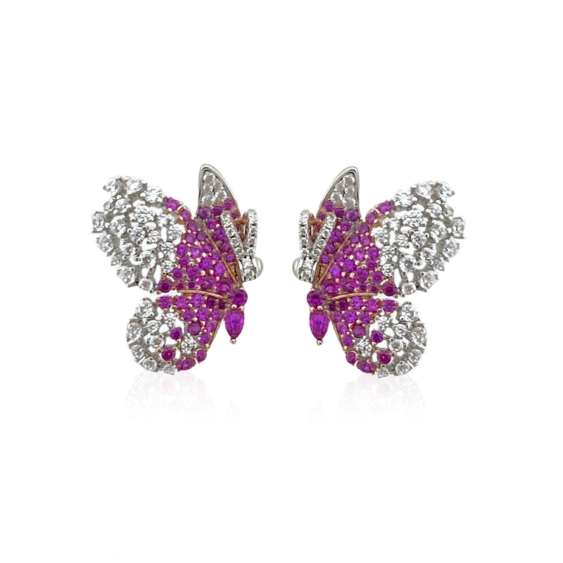 Pink Butterfly Earrings - 1