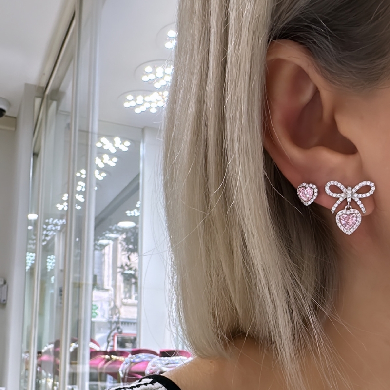 Pink Heart Earrings - 2