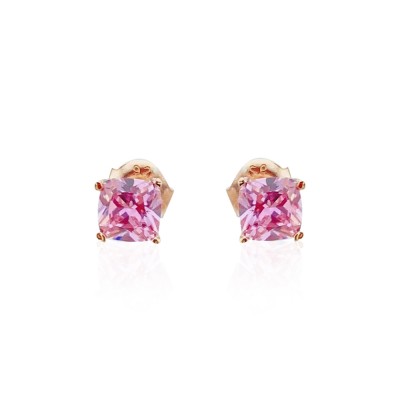 Pink Solitaire Earrings - Thumbnail
