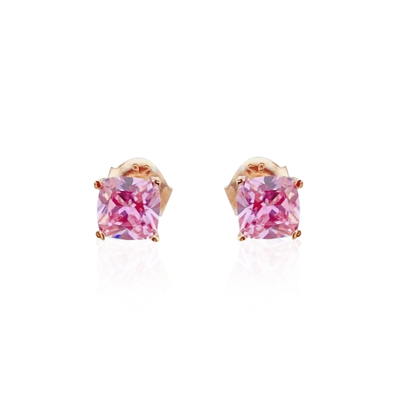 Pink Solitaire Earrings
