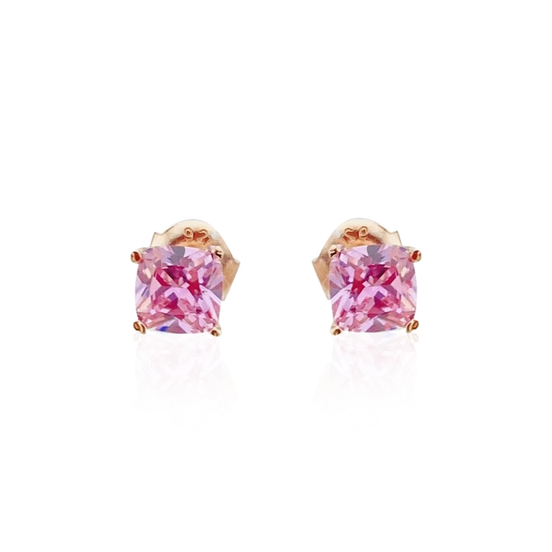 Pink Solitaire Earrings