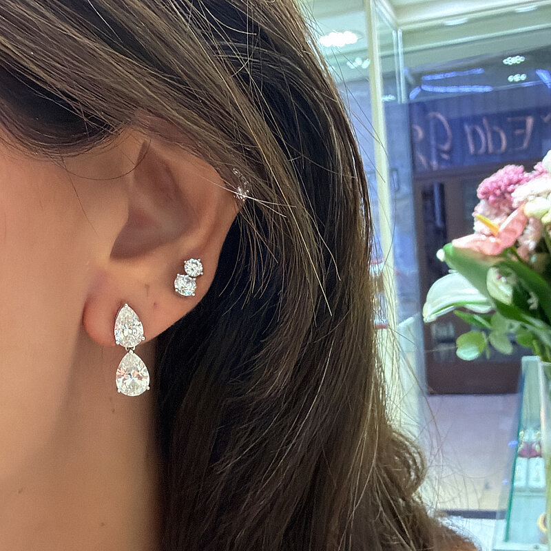 Pure Moissanite Drop Earrings - 1