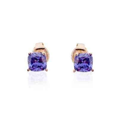 Purple Solitaire Earrings