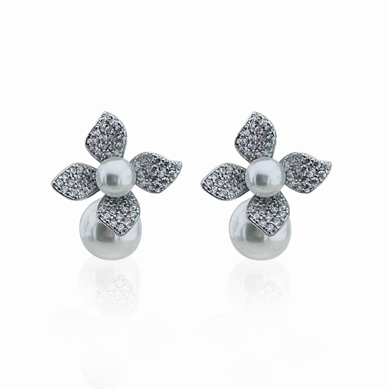 Rena Flower Pearl Earrings