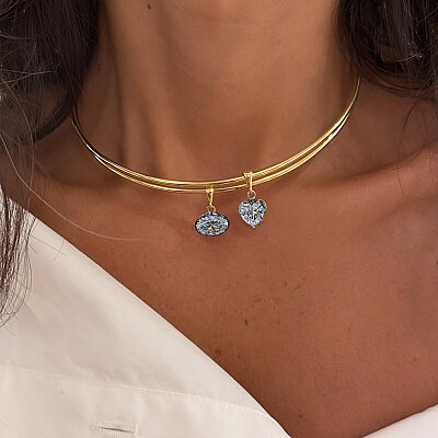 Rhinestone Choker Necklace - Beveled Edge - by Eda Çetin