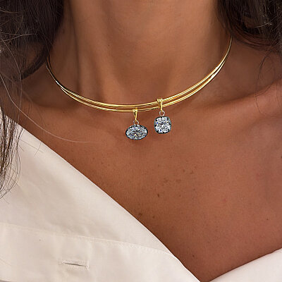 Rhinestone Choker Necklace - Beveled Edge - by Eda Çetin