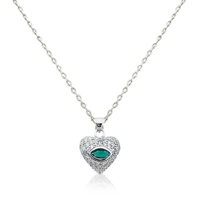 Rita Heart Necklace - Green - Thumbnail