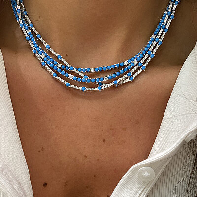 Riu Turquoise Detail Waterway Necklace - by Eda Çetin