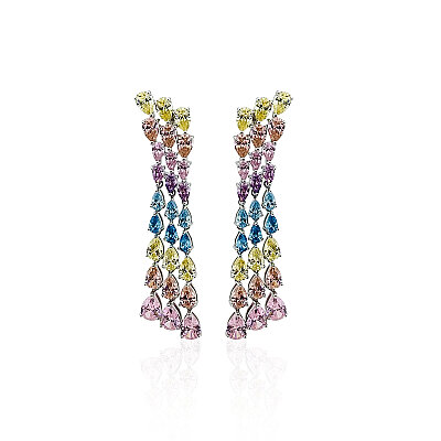 Rosary-Style Colorful Teardrop Earrings - by Eda Çetin