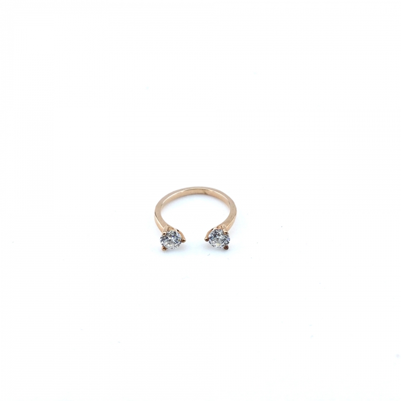 Rose Color Single Stone Form Joint Ring