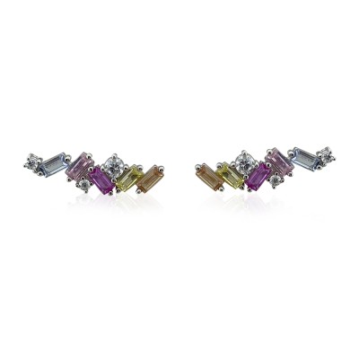 byEdaÇetin - Row Baguette Colorful Earrings