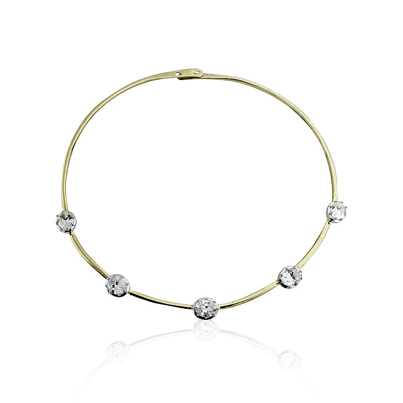 Row-Stone Collar Necklace - 3