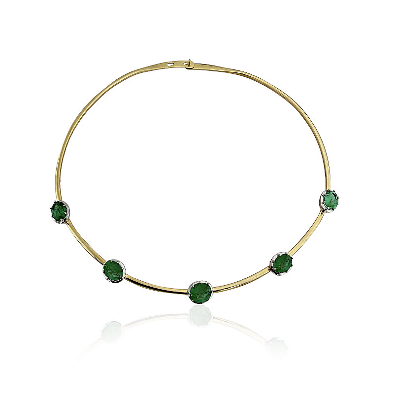 Row-Stone Collar Necklace - 4