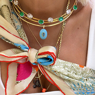 Row-Stone Collar Necklace - by Eda Çetin