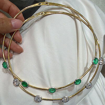 Row-Stone Collar Necklace - by Eda Çetin