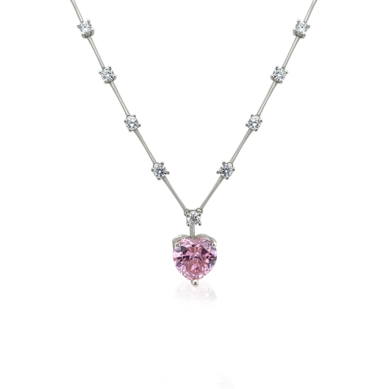  Row Stone Heart Necklace