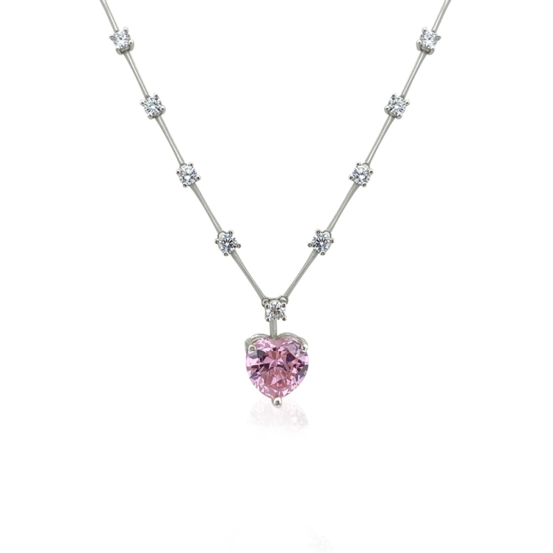  Row Stone Heart Necklace