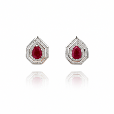 Royal Ruby Cup Earrings - by Eda Çetin