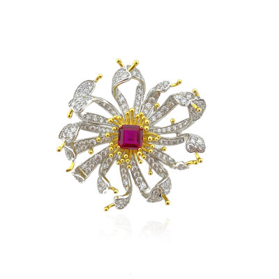 Ruby Floral Brooch - by Eda Çetin