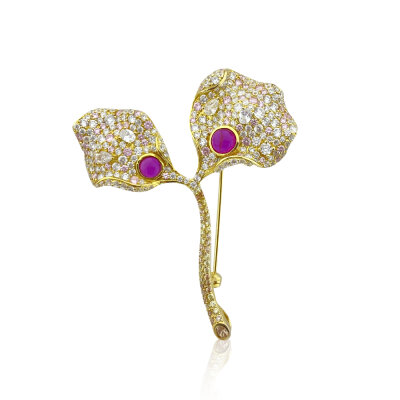 Ruby Orchid Brooch - by Eda Çetin