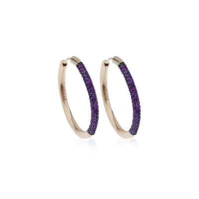 by Eda Çetin - Ruby Stone Half Round Earring