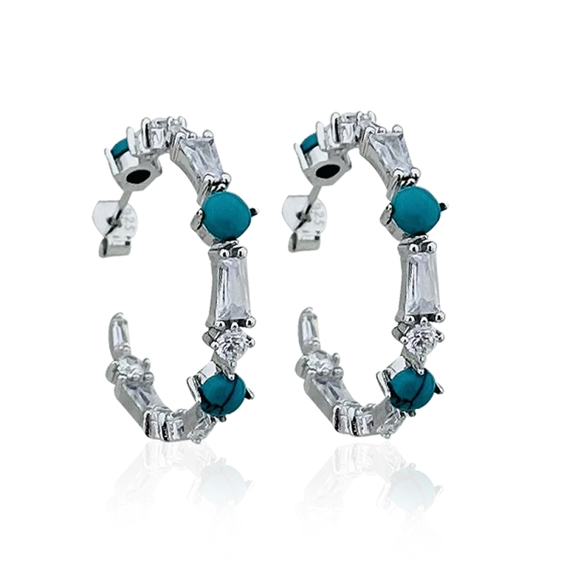 Rudi Turquoise Hoop Earrings - 1