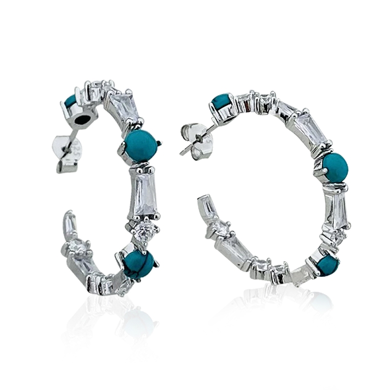 Rudi Turquoise Hoop Earrings - 2