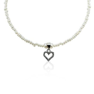 byEdaÇetin - Sand Pearl Heart Necklace