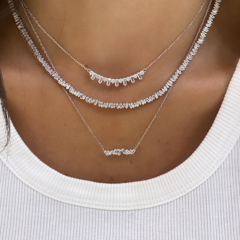 Sequined Baguette Cut Necklace - 2