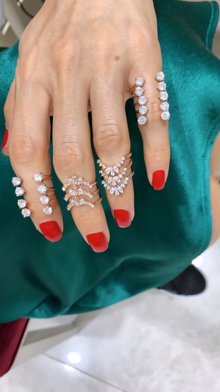 Silver Color Single Stone Form Joint Ring - 2