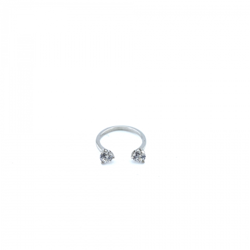 Silver Color Single Stone Form Joint Ring
