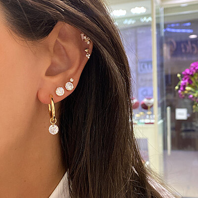 Single Stone Hoop Earring - by Eda Çetin